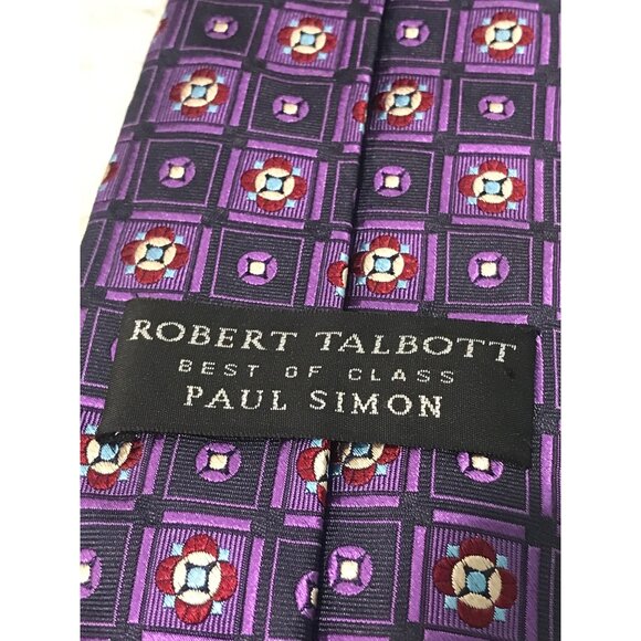 Robert Talbott Silk Tie Mens Purple Made in USA Best of Class Paul Simon Classic - Picture 4 of 8